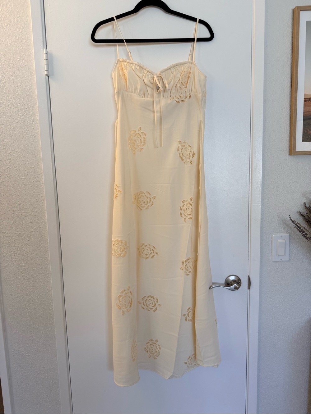 WeWoreWhat Cream Lace-Panel Maxi Slip Dress